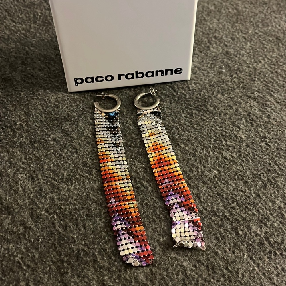 Paco Rabanne Pixel Linear Drop Earrings